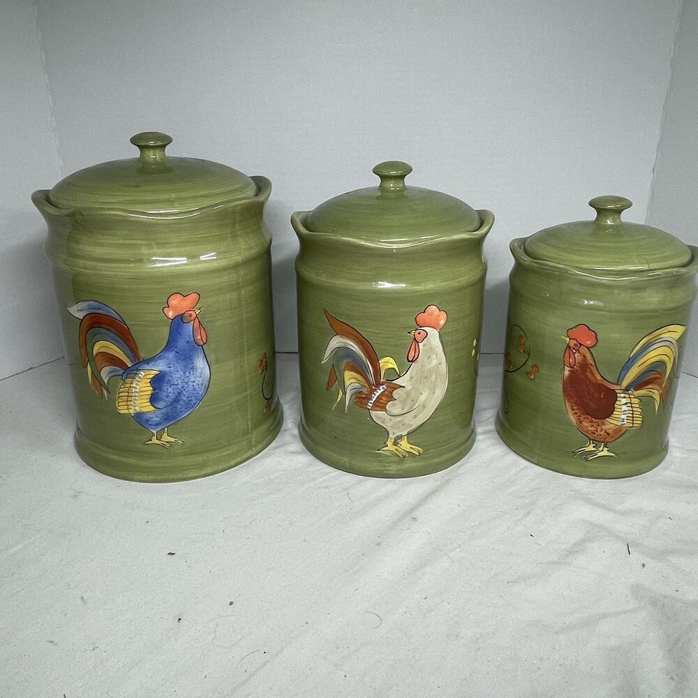 Vintage Laurie Gates Somerset Collection - Rooster containers. Used/Good Con.